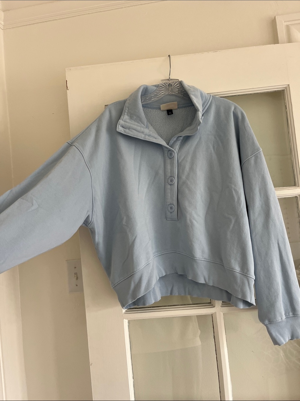 Universal Thread Light Blue Button-Front Fleece Pullover